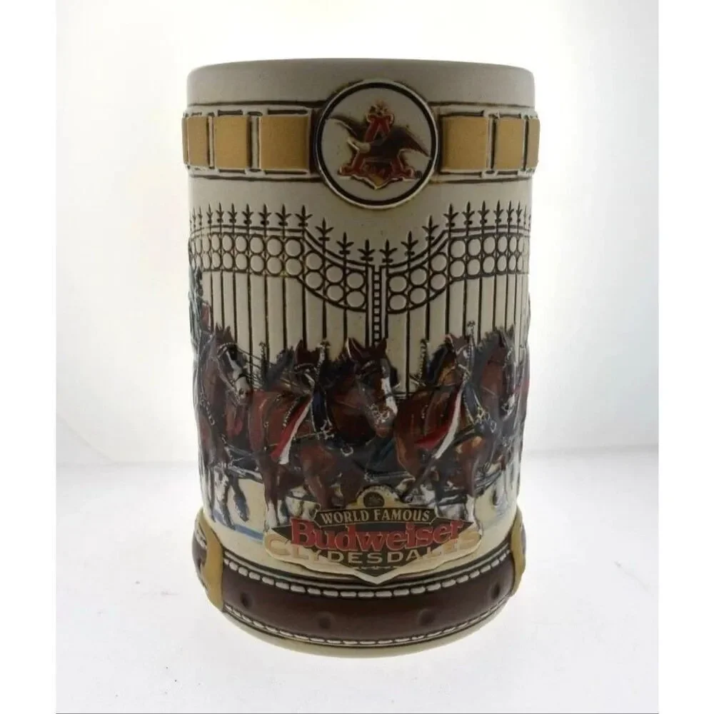 Budweiser Clydesdale Hitch Series Stein Collectible Beer Cup Stables Horses 1996